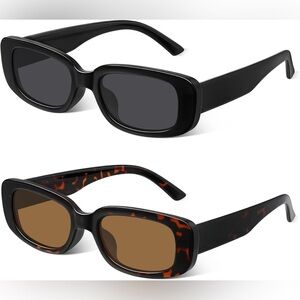 Rectangle Sunglasses for Womens Men, 2 Pcs